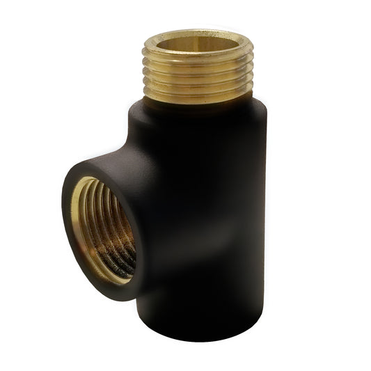 Black Dual Fuel T-Piece Radiator Connector – 1/2" BSP Heating Element Adaptor for Towel Rails UK 