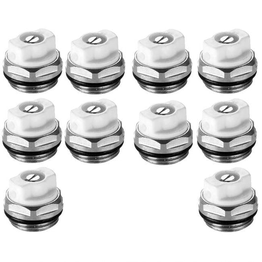 White Radiator Air Vent Bleed Plug Valve 1/2"(15mm) 10 PCS 