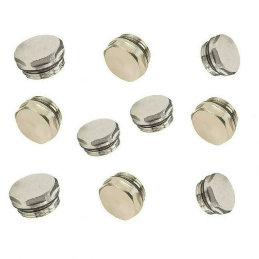 Blanking Blank Plug Valve 1/2″ BSP 15mm Manual Chrome Towel Rail Radiator Air Vent 10 PCS 