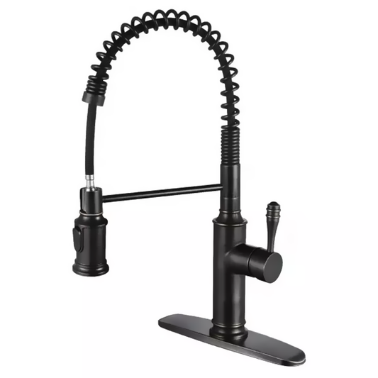 Stainless Kitchen Faucet 360 Flexible Bendable Swivel Dual Spray Black Tap Mixer Model KPY-30233