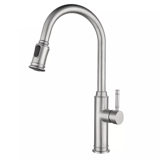 Stainless Kitchen Faucet 360 Flexible Pull Out Hose Dual Spray Chrome Tap Mixer Model KPY-30216