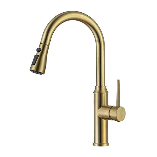 Stainless Kitchen Faucet 360 Flexible Pull Out Hose Dual Spray Gold Tap Mixer Model KPY-30215