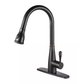 Stainless Kitchen Faucet 360 Flexible Pull Out Hose Dual Spray Black Tap Mixer Model KPY-30221