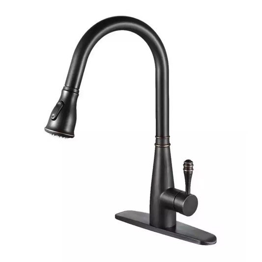 Stainless Kitchen Faucet 360 Flexible Pull Out Hose Dual Spray Black Tap Mixer Model KPY-30221