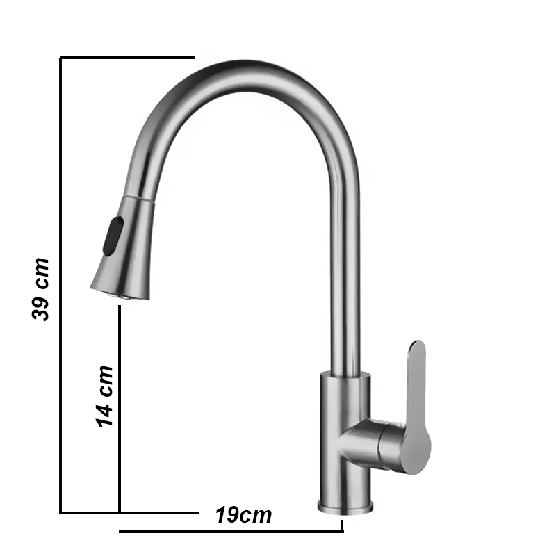  Stainless Kitchen Faucet 360 Flexible Pull Out Hose Dual Spray Chrome Tap Mixer Model KPY-30210