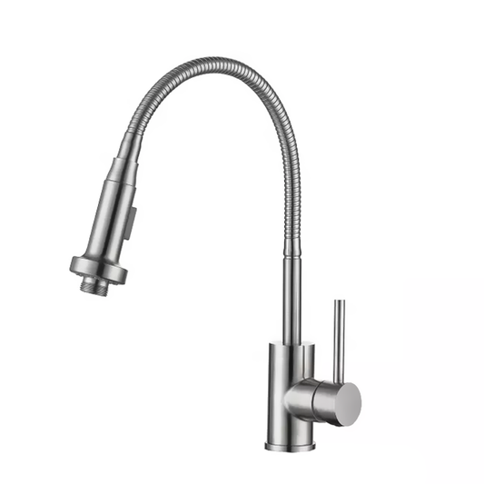 Stainless Kitchen Faucet 360 Flexible Pull Out Hose Dual Spray Chrome Tap Mixer Model KPY-30209