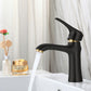 Black Brass Elegant Bathroom Tap With a Gold Detail KPY-5109BG 
