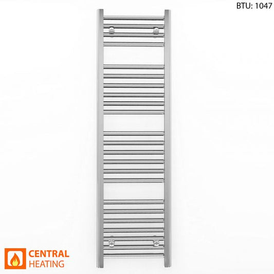 300mm Wide - 1200mm High Flat Chrome Heated Towel Rail Radiator