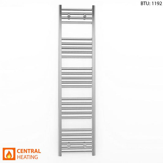 300mm Wide - 1400mm High Flat Chrome Heated Towel Rail Radiator