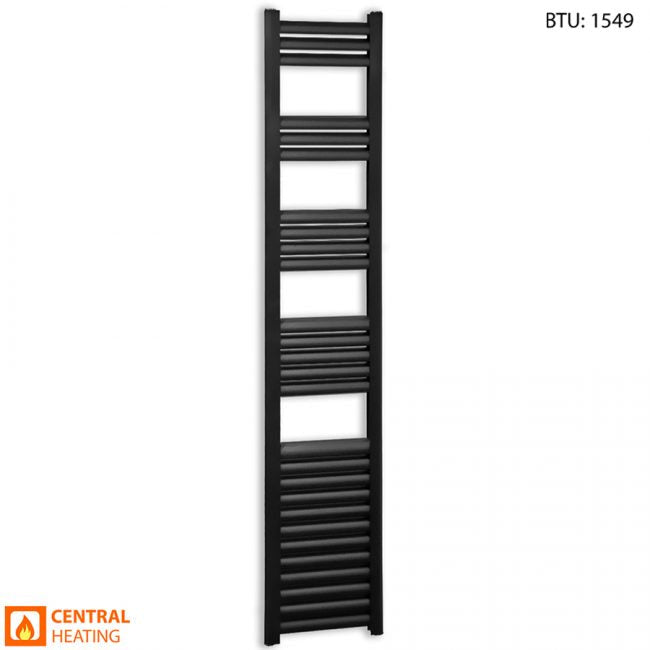  300mm Wide - 1600mm High Accuro Korle Matt Black Designer Heated Towel Rail Radiator