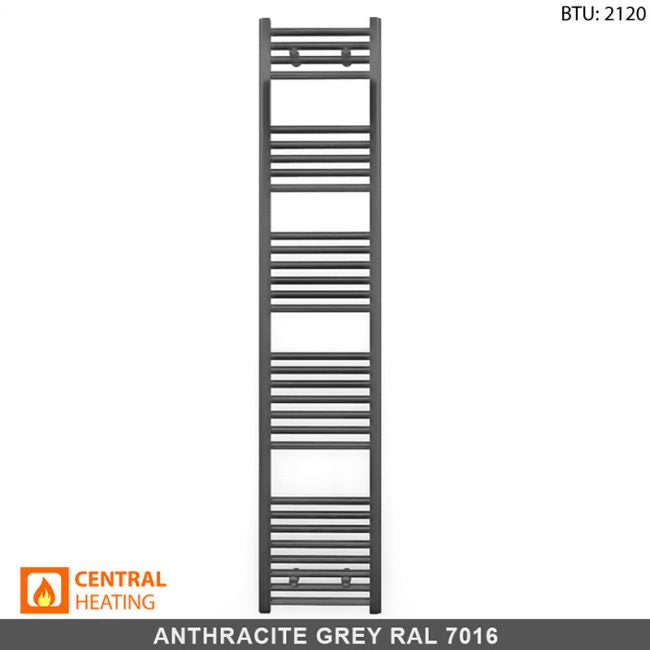300mm Wide - 1700mm High Anthracite Grey Heated Towel Rail Radiator ...