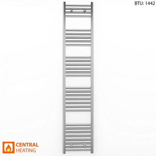 300mm Wide - 1700mm High Flat Chrome Heated Towel Rail Radiator