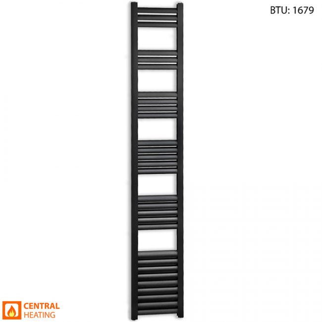  300mm Wide - 1800mm High Accuro Korle Matt Black Designer Heated Towel Rail Radiator