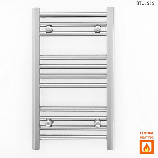 300mm Wide - 600mm High Flat Chrome Heated Towel Rail Radiator 