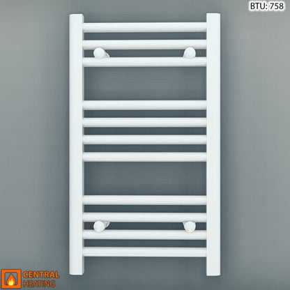  300mm Wide - 600mm High Flat White Heated Towel Rail Radiator 