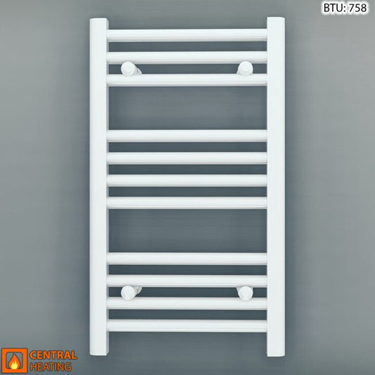 300mm Wide - 600mm High Flat White Heated Towel Rail Radiator