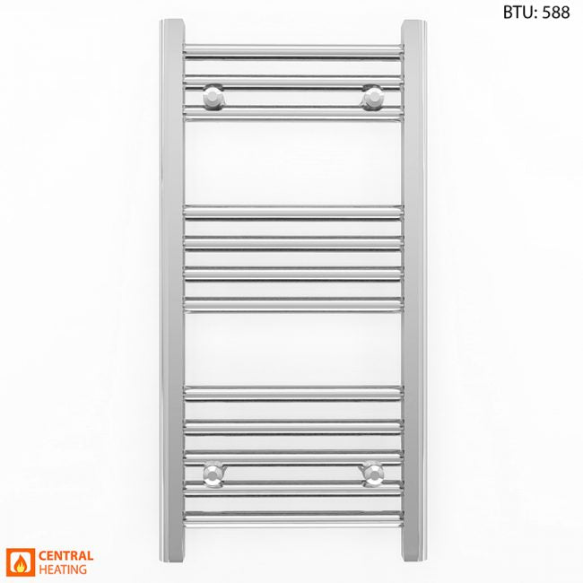  300mm Wide - 700mm High Flat Chrome Heated Towel Rail Radiator