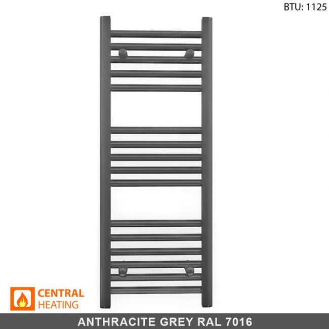 300mm Wide - 900mm High Anthracite Grey Heated Towel Rail Radiator