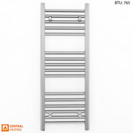 300mm Wide - 900mm High Flat Chrome Heated Towel Rail Radiator