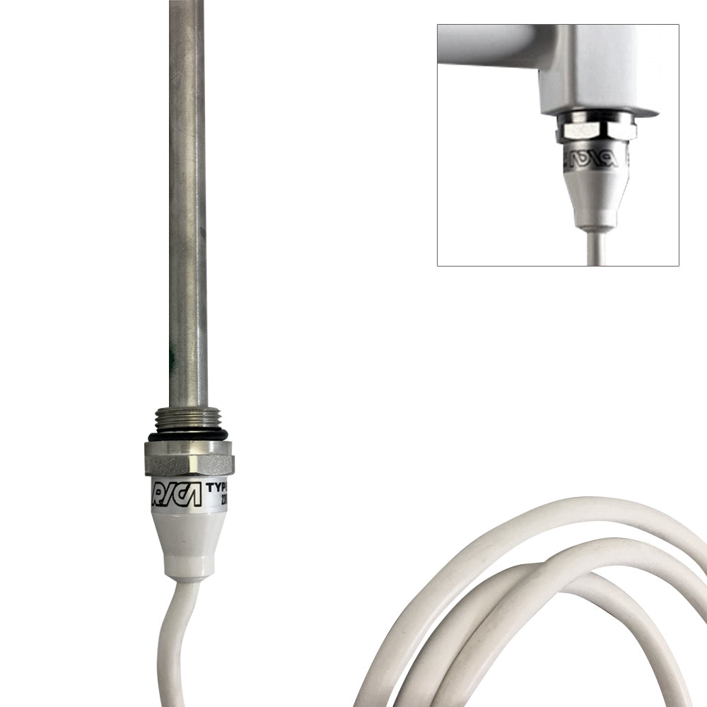  Dual Fuel 300 x 400mm Straight White Heated Towel Rail - (incl. Valves + Electric Heating Kit)