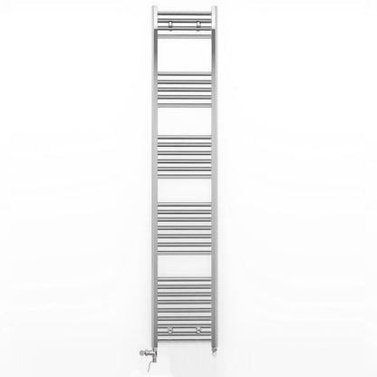  Dual Fuel 300 x 1800mm Straight Chrome  Heated Towel Rail Radiator- (incl. Valves + Electric Heating Kit) 