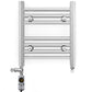 Dual Fuel 400 x 400mm Straight Chrome  Heated Towel Rail Radiator- (incl. Valves + Electric Heating Kit) 