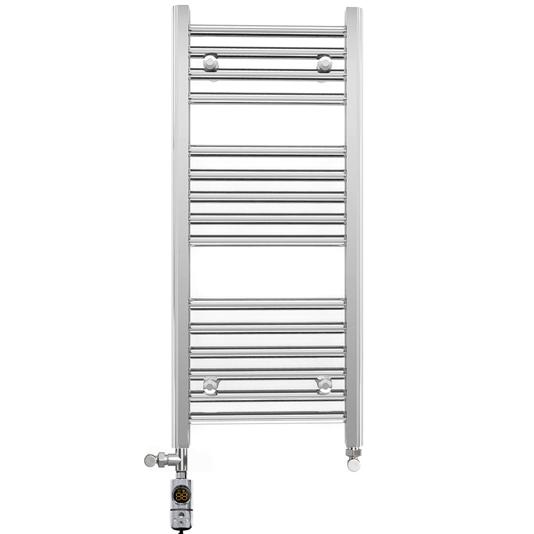 Dual Fuel 400 x 800mm Straight Chrome Heated Towel Rail Radiator inc Myhomeware