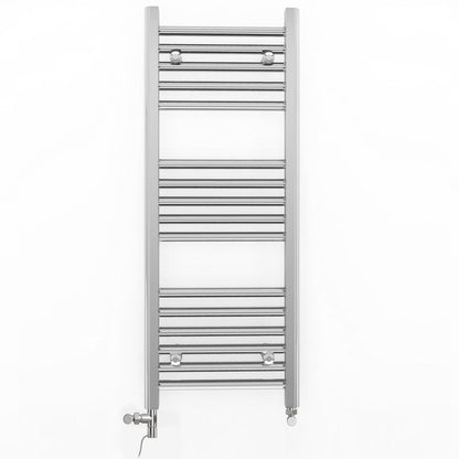  Dual Fuel 300 x 900mm Straight Chrome  Heated Towel Rail Radiator- (incl. Valves + Electric Heating Kit) 