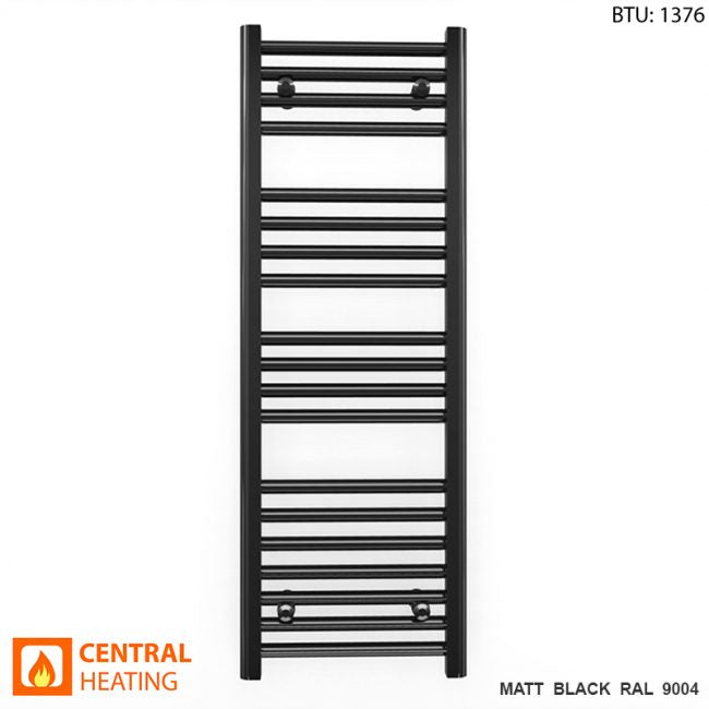  350mm Wide - 1000mm High Flat Black Heated Towel Rail Radiator