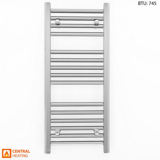 350mm Wide - 800mm High Flat Chrome Heated Towel Rail Radiator