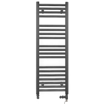 Dual Fuel 450 x 1000mm Straight Anthracite Grey Heated Towel Rail - (incl. Valves + Electric Heating Kit)