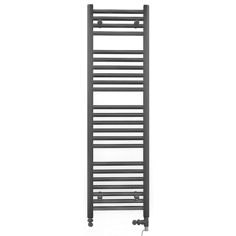  Dual Fuel 400 x 1200mm Straight Anthracite Grey Heated Towel Rail - (incl. Valves + Electric Heating Kit)