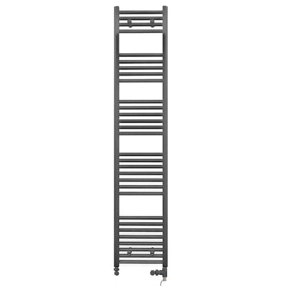 Dual Fuel 450 x 1700mm Straight Anthracite Grey Heated Towel Rail - (incl. Valves + Electric Heating Kit)