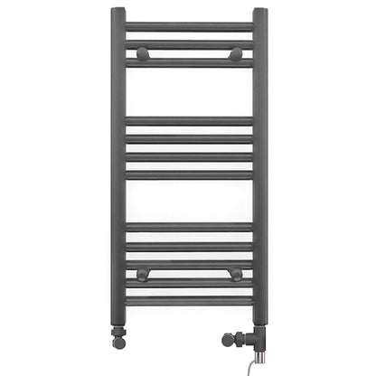 Dual Fuel 400 x 700mm Straight Anthracite Grey Heated Towel Rail - (incl. Valves + Electric Heating Kit)