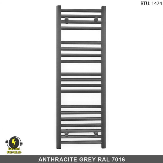 400mm Wide - 1000mm High Anthracite Grey Electric Heated Towel Rail Radiator