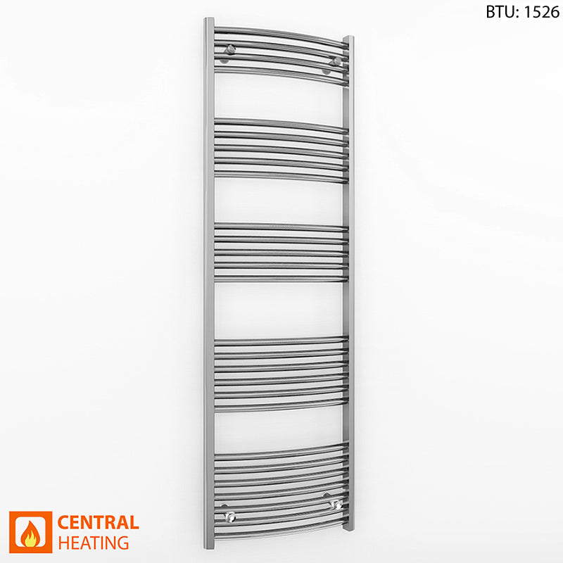 400mm Wide - 1600mm High Curved Chrome Heated Towel Rail Radiator