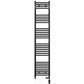 Dual Fuel 400 x 1700mm Straight Matt Black Heated Towel Rail - (incl. Valves + Electric Heating Kit) 