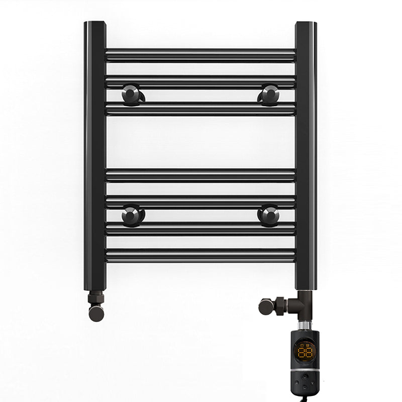Dual Fuel 300 x 400mm Straight Matt Black Heated Towel Rail incl. V Myhomeware
