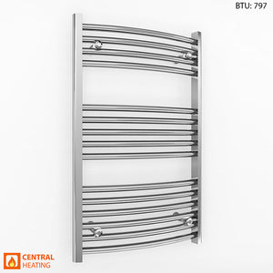 400mm Wide 800mm High Curved Chrome Heated Towel Rail Radiator