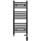 Dual Fuel 450 x 800mm Straight Matt Black Heated Towel Rail - (incl. Valves + Electric Heating Kit) 