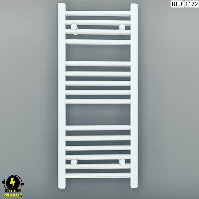  400mm Wide - 800mm High Flat White Electric Heated Towel Rail Radiator