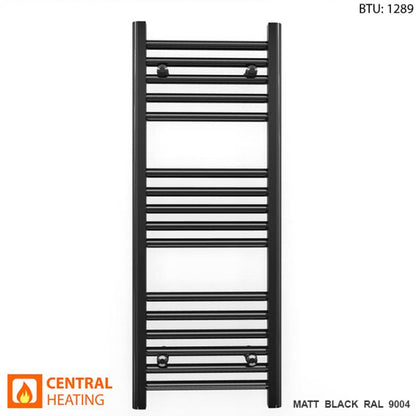 400mm Wide - 900mm High Flat Black Heated Towel Rail Radiator