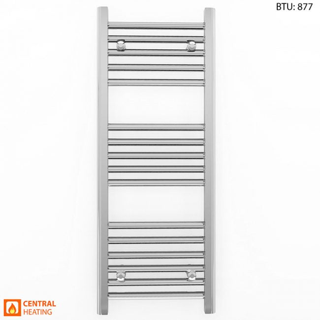  400mm Wide - 900mm High Flat Chrome Heated Towel Rail Radiator