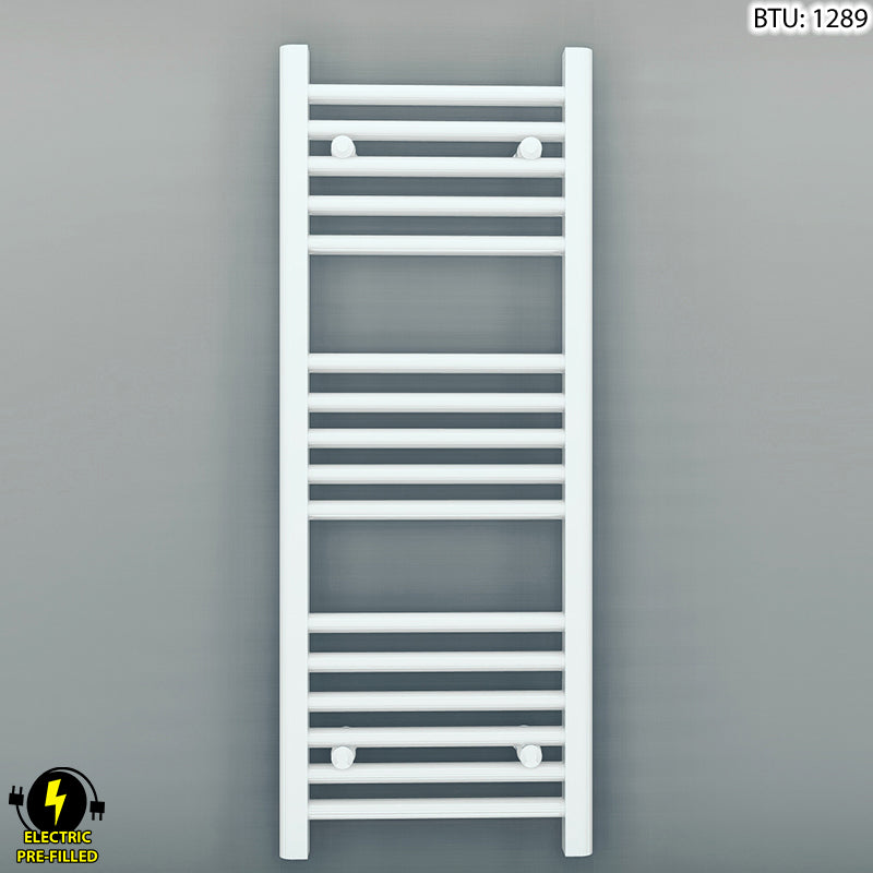  400mm Wide - 900mm High Flat White Electric Heated Towel Rail Radiator