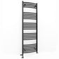 Dual Fuel 450 x 1400mm Matt Black Curved Heated Towel Rail - (incl. Valves + Electric Heating Kit)