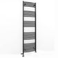 Dual Fuel 400 x 1600mm Matt Black Curved Heated Towel Rail - (incl. Valves + Electric Heating Kit) 