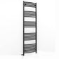 Dual Fuel 400 x 1600mm Matt Black Curved Heated Towel Rail - (incl. Valves + Electric Heating Kit) 