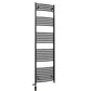 Dual Fuel 400 x 1700mm Matt Black Curved Heated Towel Rail - (incl. Valves + Electric Heating Kit) 