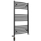 Dual Fuel 400 x 900mm Matt Black Curved Heated Towel Rail - (incl. Valves + Electric Heating Kit)