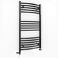 Dual Fuel 400 x 900mm Matt Black Curved Heated Towel Rail - (incl. Valves + Electric Heating Kit) 